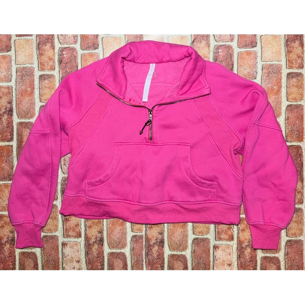 Pre-Owned Lululemon Scuba Oversized Funnel Neck Half Zip Sonic Pink Size 8